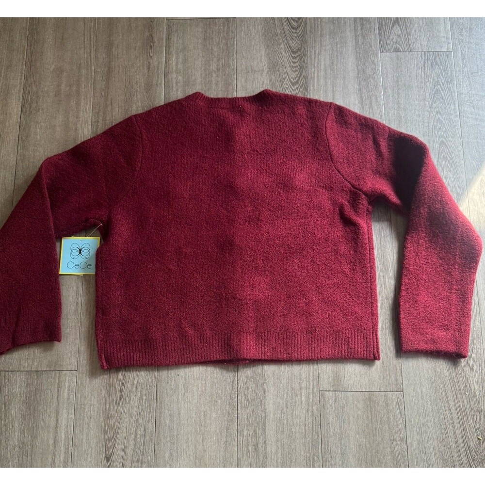 NWT CeCe Red Cardigan Sweater Large Blazer Preppy Office Thick Elegant MP $109 - Picture 13 of 14